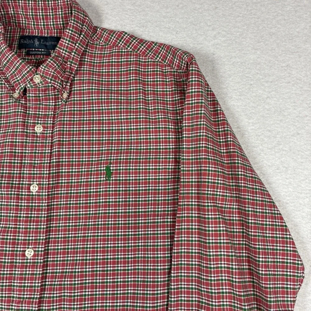 Polo Ralph Lauren Classic Fit Mens Large Green Red Plaid Button Down Long Sleeve